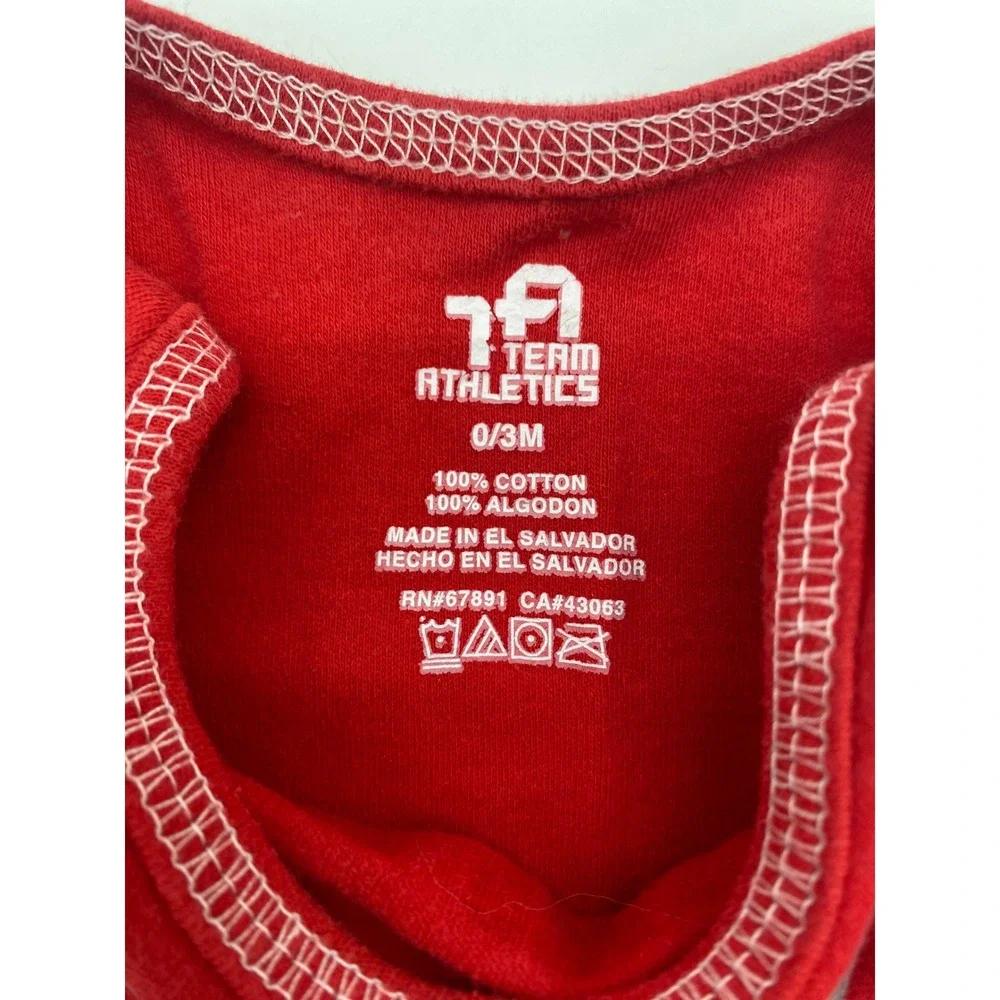Ohio State Buckeyes Team Athletics Baby Bodysuit Red Faux Suspenders 0-3M